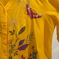 Yellow Embroidered Blouse - Large