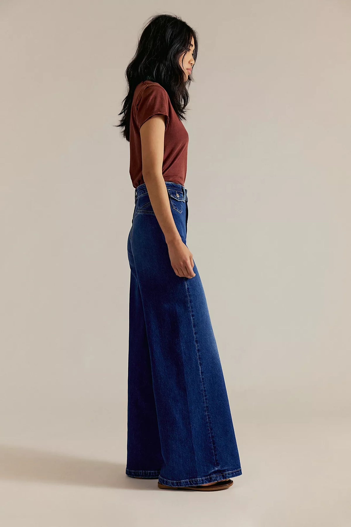 We The Free Kellee High-Rise Palazzo Jeans in Blue Night