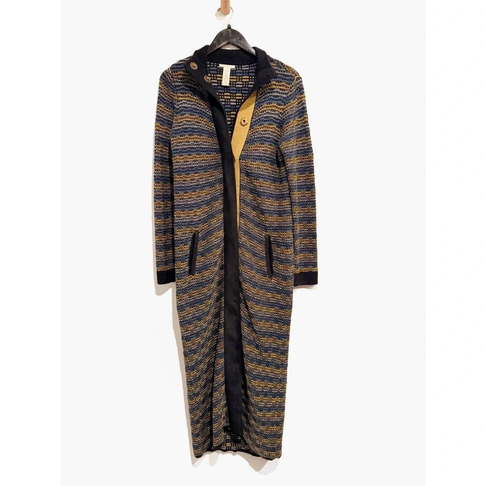 Multicolor Angora Blend Longline Duster Cardigan - Small