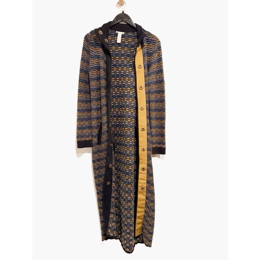 Multicolor Angora Blend Longline Duster Cardigan - Small
