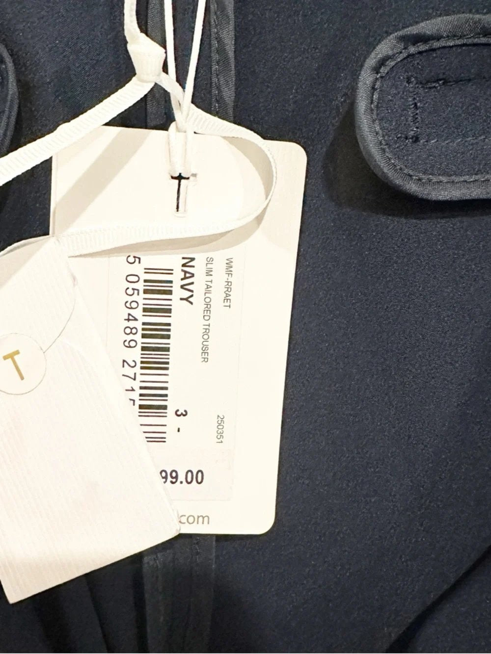 Slim Tailored Trouser in Navy - 3/US 8