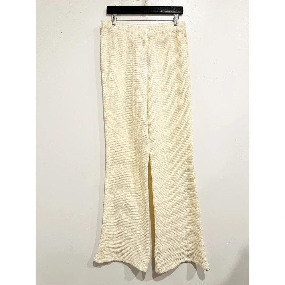 Waffle Roll Knit Pants in Creme - Large