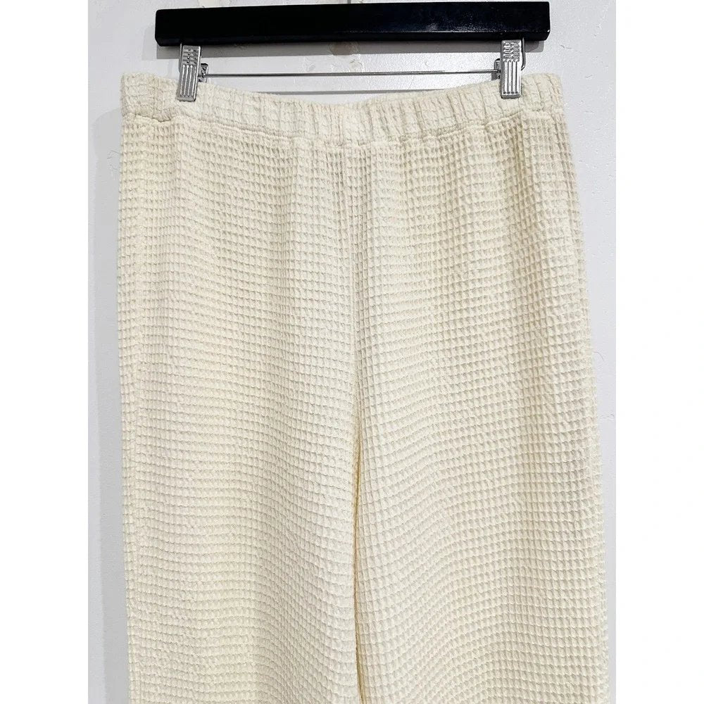 Waffle Roll Knit Pants in Creme - Large