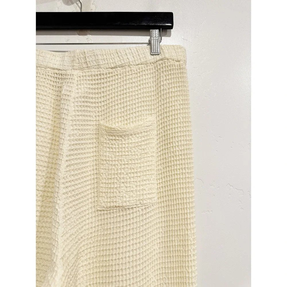 Waffle Roll Knit Pants in Creme - Large