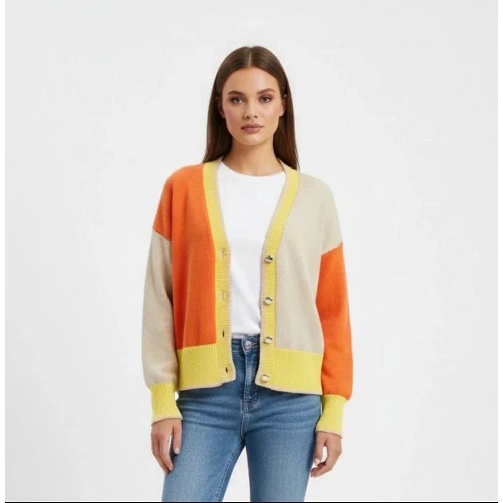 Heart Sunshine Colorblock Cardigan - Small