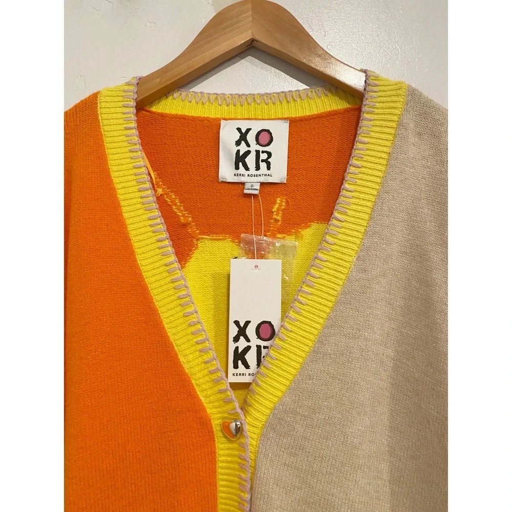 Heart Sunshine Colorblock Cardigan - Small