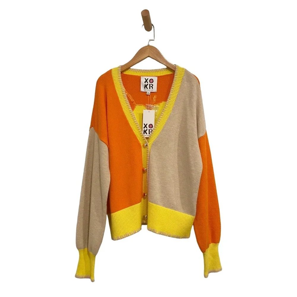 Heart Sunshine Colorblock Cardigan - Small