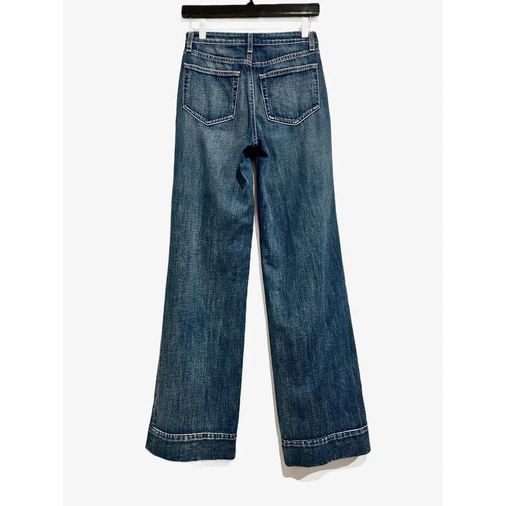 Nolan High Rise Patch Pocket Wide Leg Jeans - 24