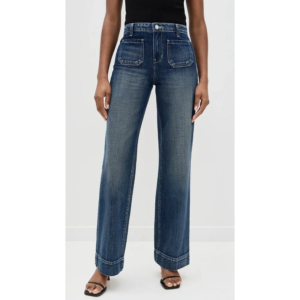 Nolan High Rise Patch Pocket Wide Leg Jeans - 24