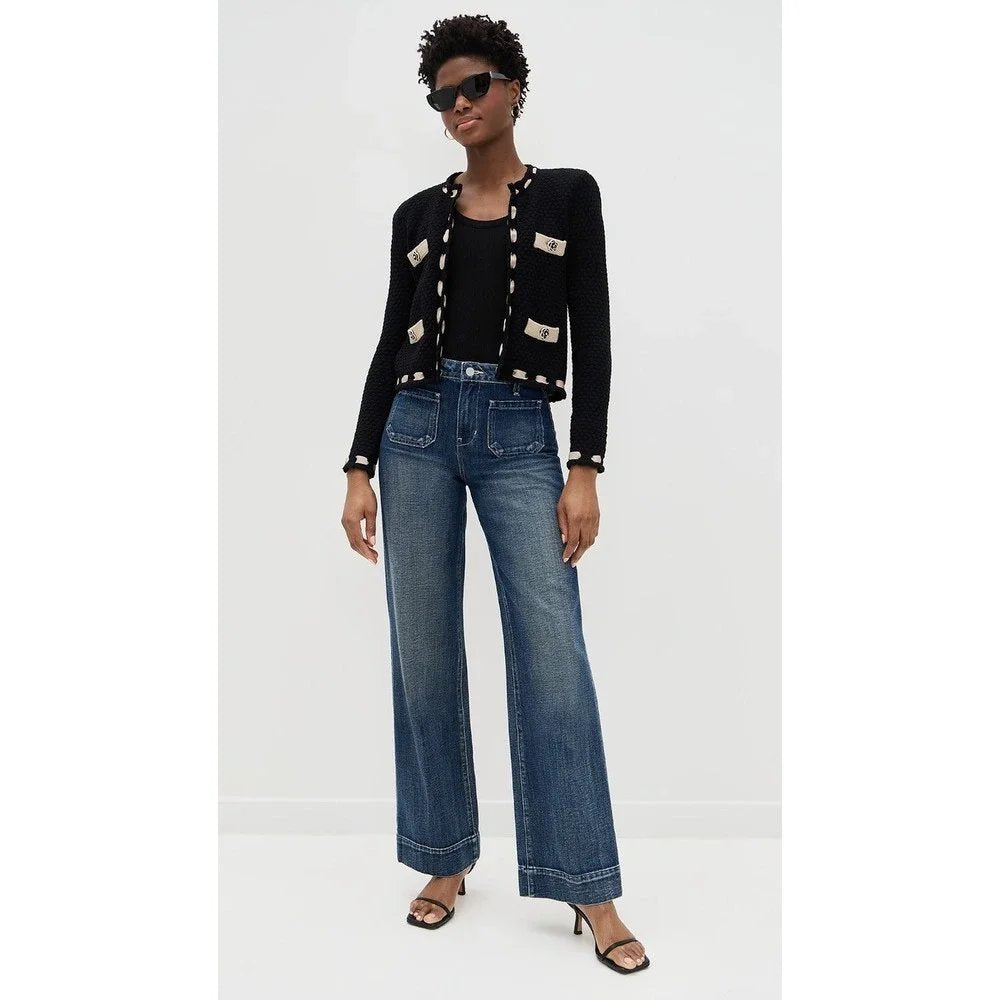 Nolan High Rise Patch Pocket Wide Leg Jeans - 24