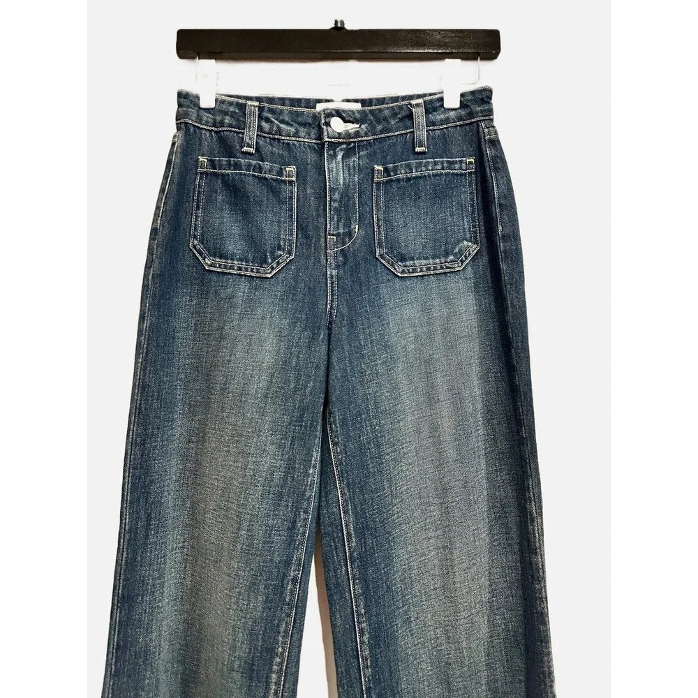 Nolan High Rise Patch Pocket Wide Leg Jeans - 24