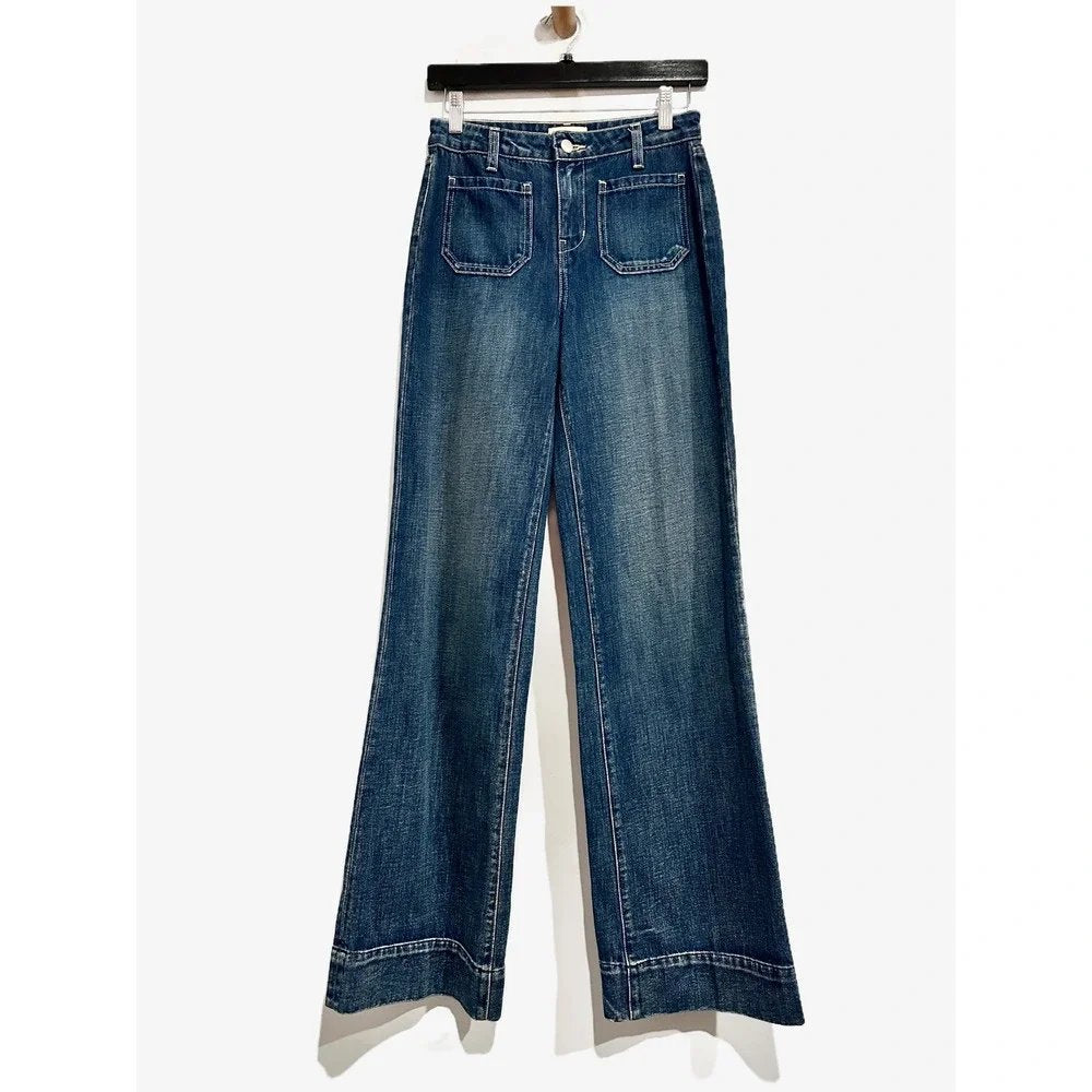 Nolan High Rise Patch Pocket Wide Leg Jeans - 24