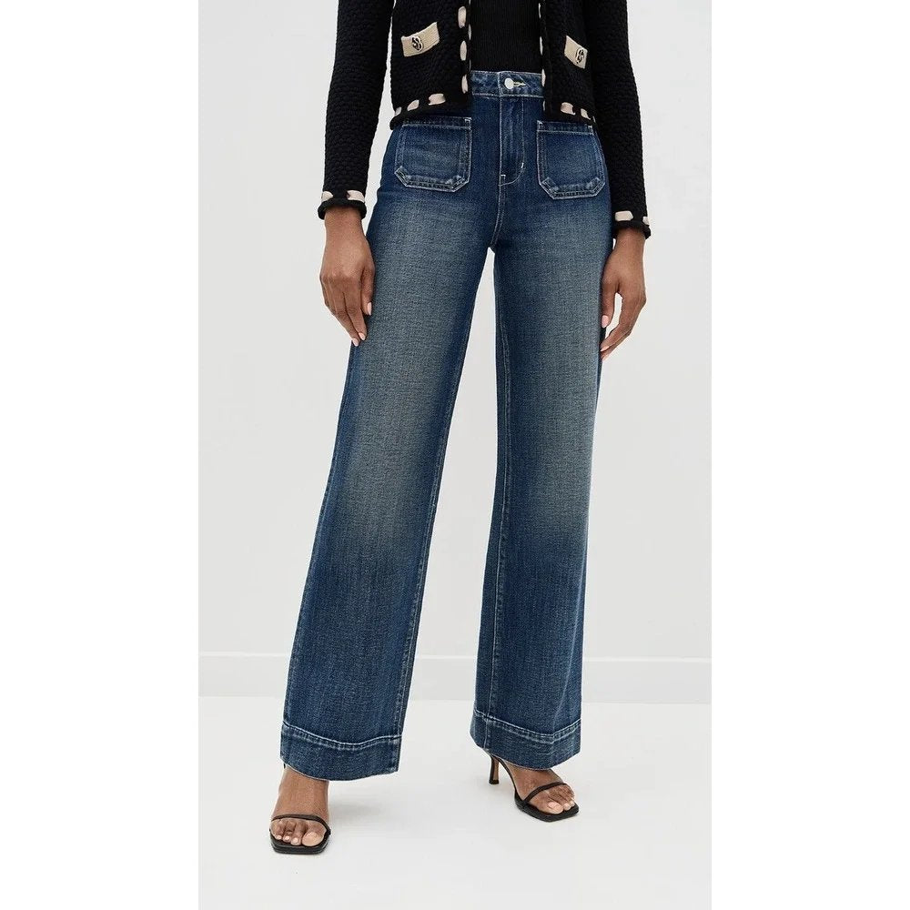 Nolan High Rise Patch Pocket Wide Leg Jeans - 24
