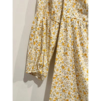 Michaela Floral Long Sleeve Mini Dress Lima Yellow - 12