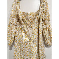 Michaela Floral Long Sleeve Mini Dress Lima Yellow - 12