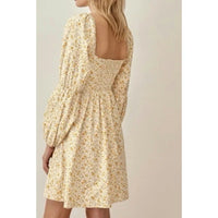 Michaela Floral Long Sleeve Mini Dress Lima Yellow - 12