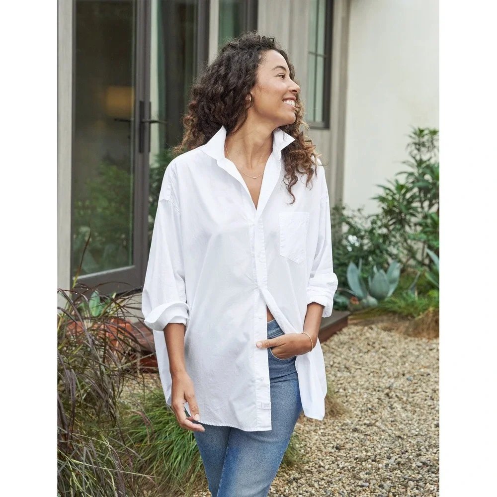 Shirley Oversized Button Up Shirt in White - Small