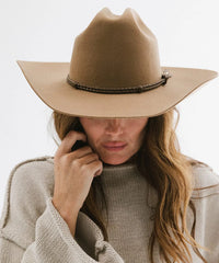 Lasso Braided Leather Hat Band in Brown