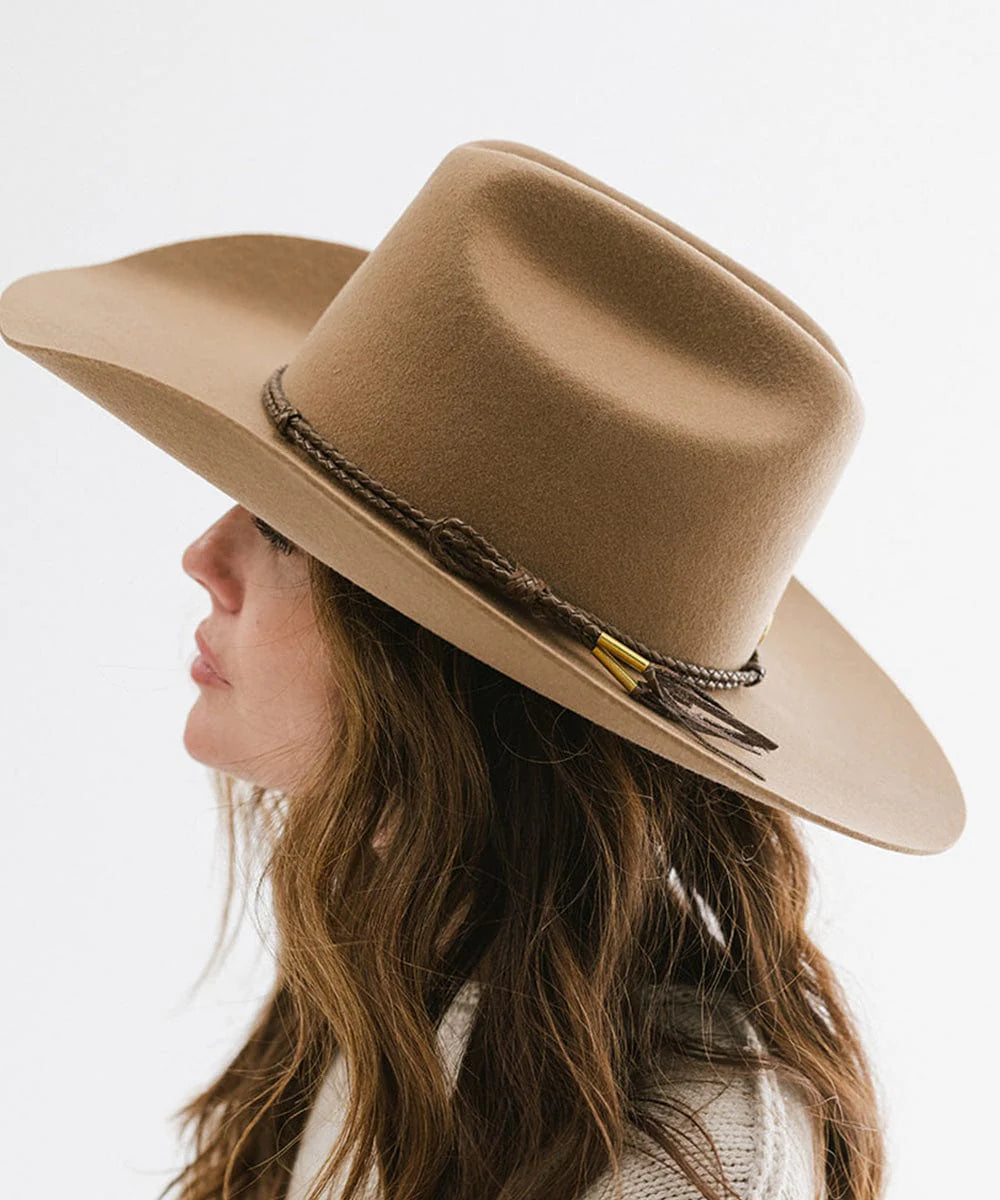 Lasso Braided Leather Hat Band in Brown