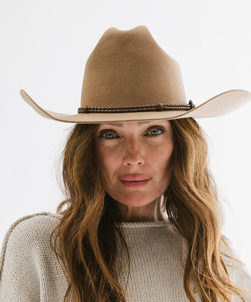 Lasso Braided Leather Hat Band in Brown