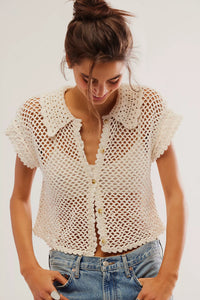 Lily Crochet Top in Coconut Milk