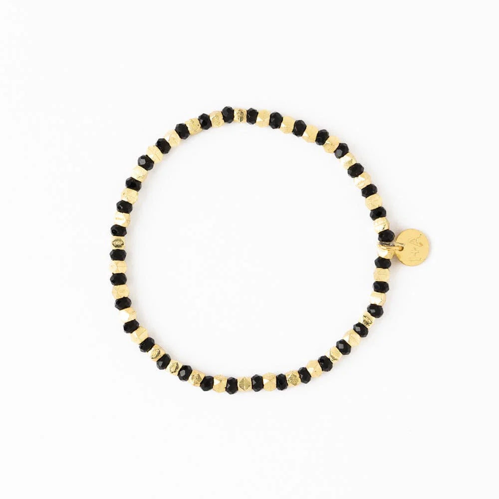 Louise Stretch Bracelet Black + Gold