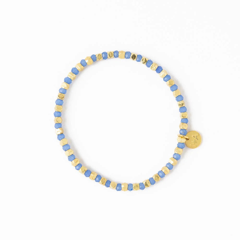 Louise Stretch Bracelet Blue + Gold