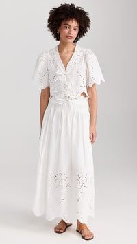 Eyelet Midi Skirt