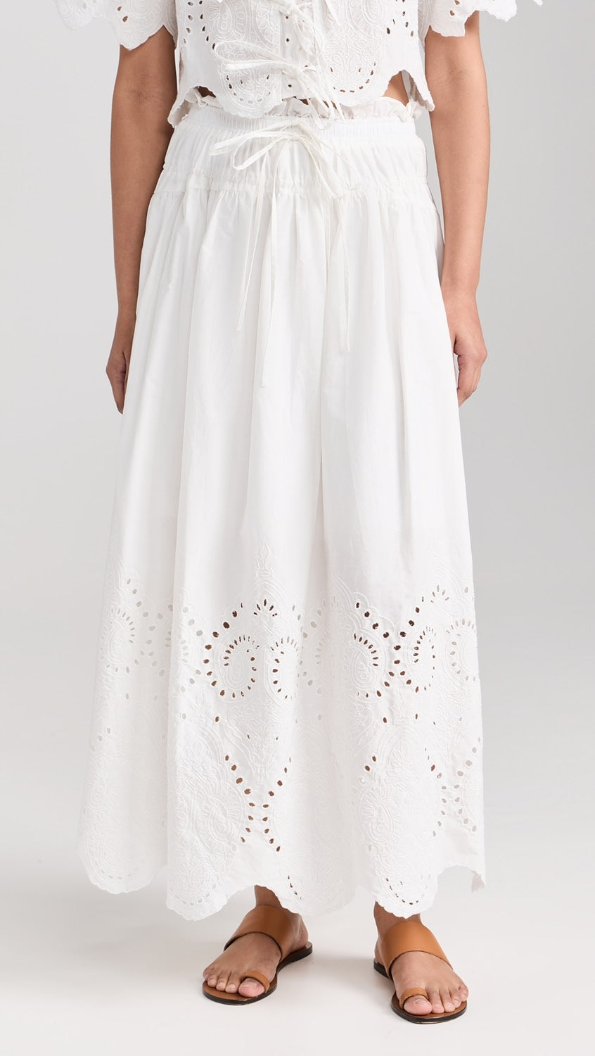 Eyelet Midi Skirt