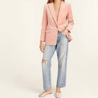 Willa Blazer in Tipped Stretch Velvet in Pink Clay