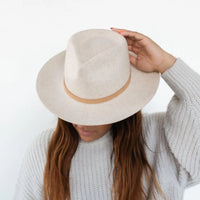 Thin Leather Hat Band in Nude