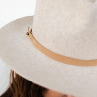 Thin Leather Hat Band in Nude