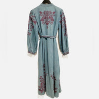 Jenny Mae Denim Embroidered Midi Dress Size PS