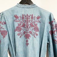 Jenny Mae Denim Embroidered Midi Dress Size PS