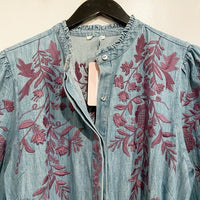 Jenny Mae Denim Embroidered Midi Dress Size PS