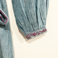 Jenny Mae Denim Embroidered Midi Dress Size PS