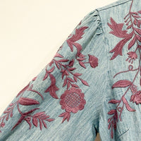 Jenny Mae Denim Embroidered Midi Dress Size PS