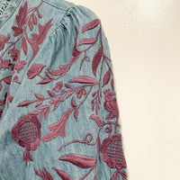 Jenny Mae Denim Embroidered Midi Dress Size PS