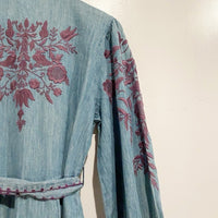 Jenny Mae Denim Embroidered Midi Dress Size PS