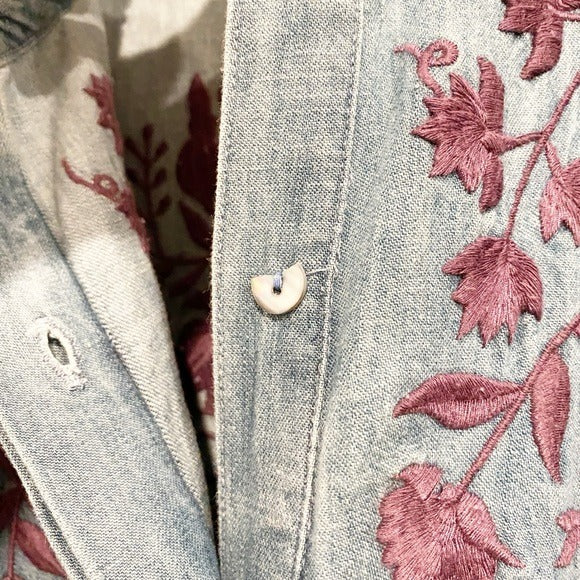Jenny Mae Denim Embroidered Midi Dress Size PS