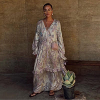 Paisley Metallic Georgette Maxi Dress