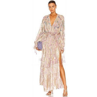 Paisley Metallic Georgette Maxi Dress