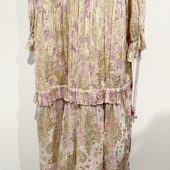Paisley Metallic Georgette Maxi Dress