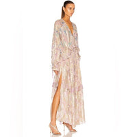 Paisley Metallic Georgette Maxi Dress