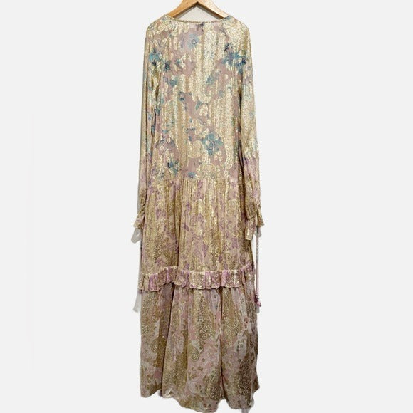 Paisley Metallic Georgette Maxi Dress