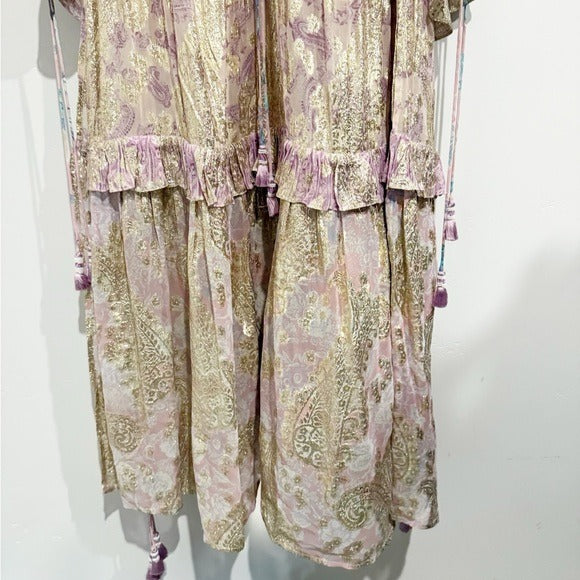 Paisley Metallic Georgette Maxi Dress