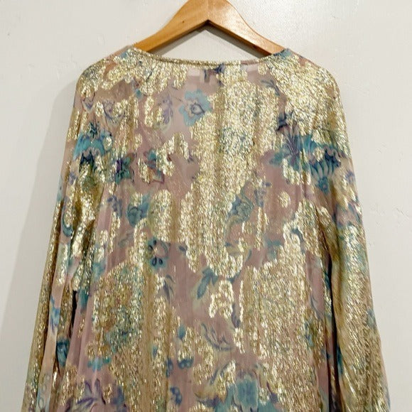 Paisley Metallic Georgette Maxi Dress