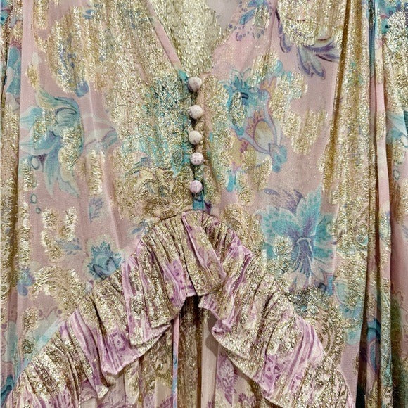 Paisley Metallic Georgette Maxi Dress