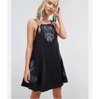 Tulum Cutwork Black Embroidered Slip Dress Size Medium
