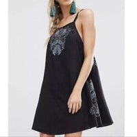 Tulum Cutwork Black Embroidered Slip Dress Size Medium